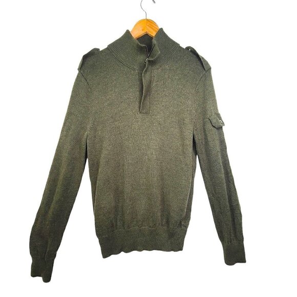 Banana Republic Mens Italian Yarn Knit Wool Blend Army Green sweater Small - Picture 1 of 6